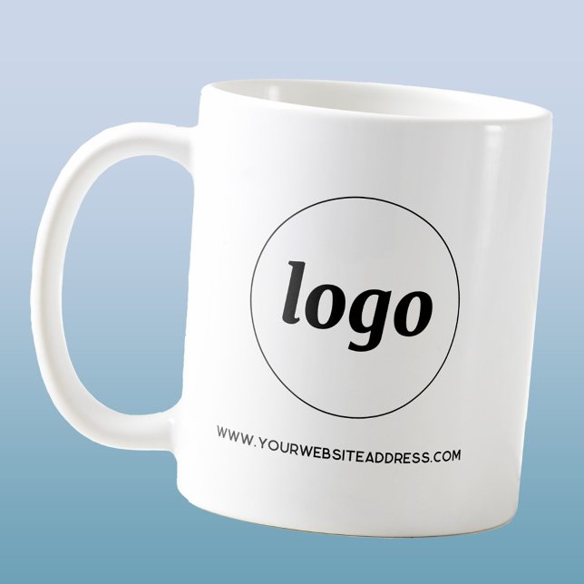 Simple Logo and Text Business Promotional Coffee Mug (Simple logo with custom text business branding promotional coffee mug)