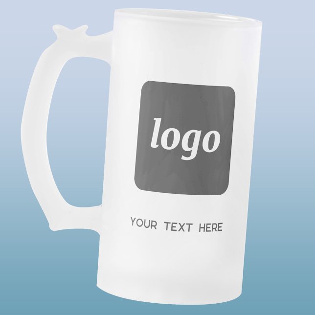 Simple Logo and Text Business Promotional Frosted Glass Beer Mug (Logo with custom text business promotional frosted beer glass)