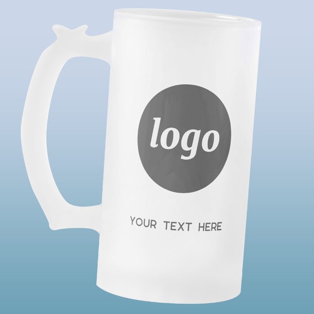 Simple Logo and Text Business Promotional Frosted Glass Beer Mug (Logo with custom text business promotional frosted beer mug)