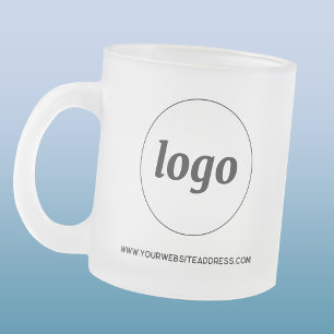 Simple Logo and Text Business Promotional Frosted Glass Coffee Mug