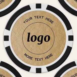 Simple Logo and Text Business Promotional Gold Poker Chips