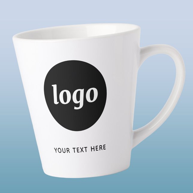 Simple Logo and Text Business Promotional Latte Mug (Simple logo with custom text business branding promotional latte coffee mug)