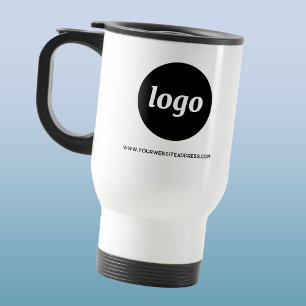 Simple Logo and Text Business Promotional Travel Mug