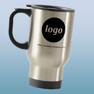 Simple Logo and Text Business Promotional Travel Mug