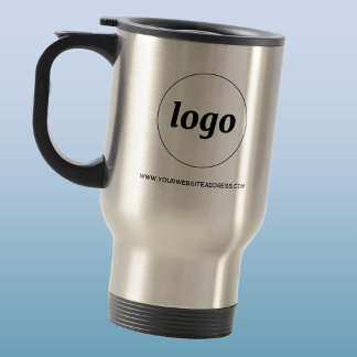 Simple Logo and Text Business Promotional Travel Mug