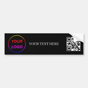 Simple Logo and Text Business QR Code Promotional  Bumper Sticker