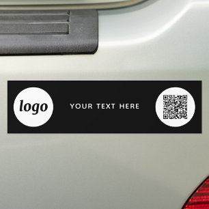 Simple Logo and Text Business QR Code Promotional Bumper Sticker