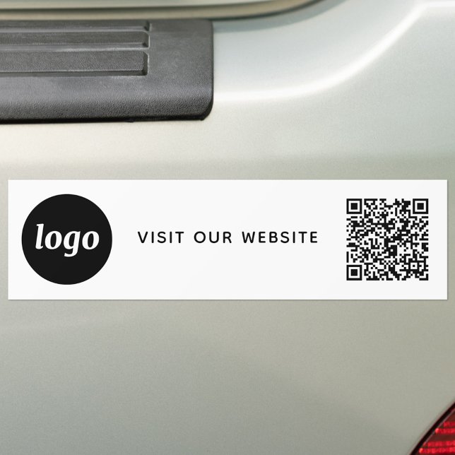 Simple Logo and Text Business QR Code Promotional Bumper Sticker (Logo QR code custom text business promotional car bumper sticker)
