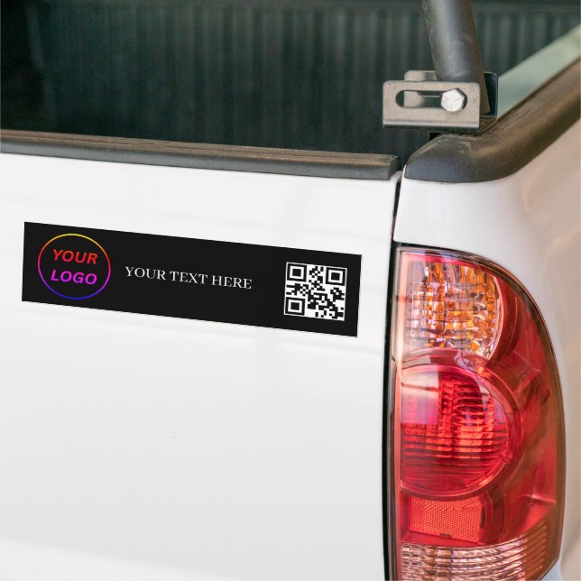Simple Logo and Text Business QR Code Promotional  Bumper Sticker (On Truck)