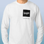 Simple Logo and Text Business T-Shirt<br><div class="desc">Add your logo and text to this modern promotional business design. Great for employee uniforms,  trade shows and corporate events,  or to give away to your clients and customers as promotional items. Choose a base colour to reflect your small business branding,  and remove the text if you prefer.</div>