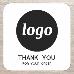 Simple Logo and Text Business Thank You Square Sticker