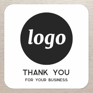 Simple Logo and Text Business Thank You Square Sticker