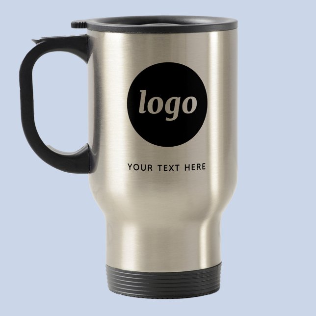 Simple Logo and Text Business Travel Mug (Logo with custom text business promotional travel mug)