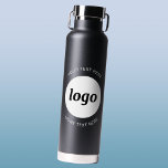 Simple Logo and Text Business Water Bottle<br><div class="desc">Simple logo and custom text design to foster brand loyalty and promote your small business.  Replace the logo with your own,  and change or delete the top and lower text to customise.  Perfect for promotional purposes and to give to employees,  customers and clients.</div>