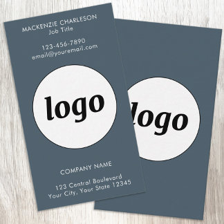 Simple Logo and Text Charcoal Gray Vertical Business Card