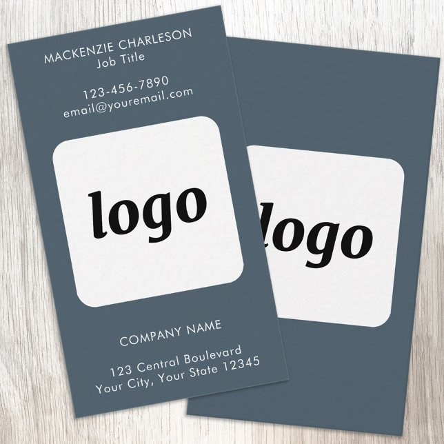 Simple Logo and Text Charcoal Gray Vertical Business Card (Simple logo with custom text business branding promotional charcoal gray vertical business cards)
