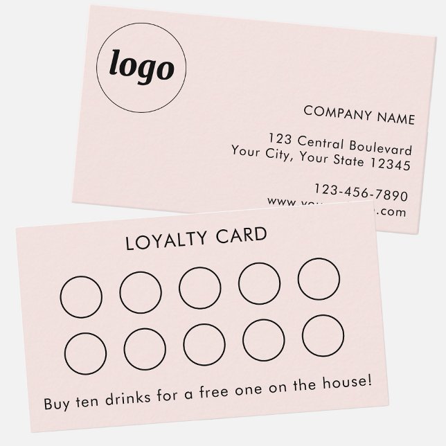 Simple Logo and Text Customer Loyalty Card Pink (Simple logo with custom text customer client loyalty card)