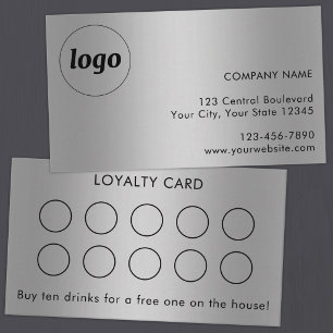 Simple Logo and Text Customer Loyalty Card Silver