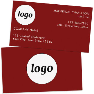 Simple Logo and Text Dark Red Burgundy Business Card