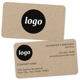 Simple Logo and Text Kraft Business Card