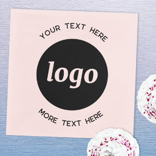 Simple Logo and Text Pink Business Promotional Napkin