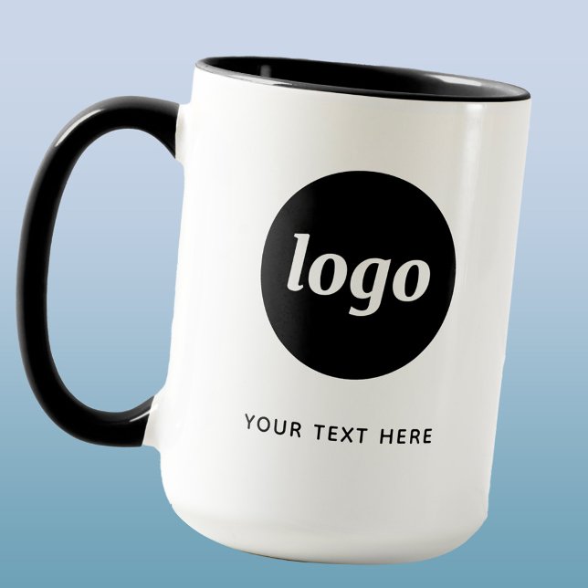 Simple Logo and Text Promotional Business Mug (Logo and custom text business promotional mug)