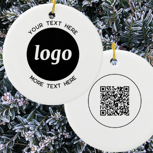 Simple Logo and Text QR Code Ceramic Tree Decoration
