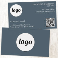 Simple Logo and Text QR Code Charcoal Gray