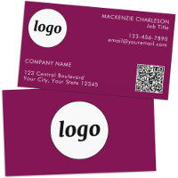 Simple Logo and Text QR Code Magenta Pink