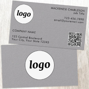 Simple Logo and Text QR Code Professional Business Card