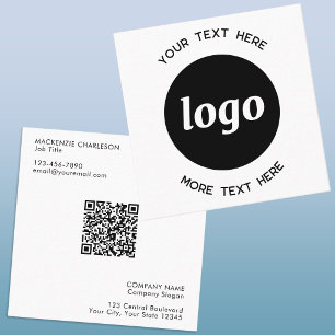 Simple Logo and Text QR Code Square Business Card