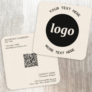 Simple Logo and Text QR Code Square Business Card
