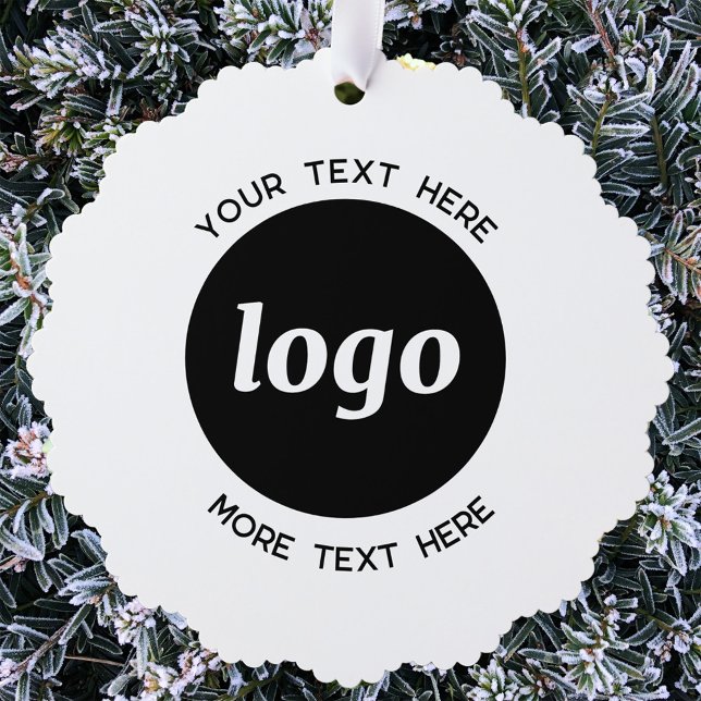 Simple Logo and Text QR Code Tree Decoration Card (Simple logo with custom text business branding promotional holiday paper ornament card)