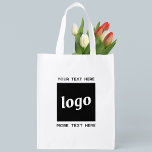 Simple Logo and Text Reusable Grocery Bag<br><div class="desc">Simple minimalist logo and custom to promote your business.  Replace the logo and text with your own to customize.</div>