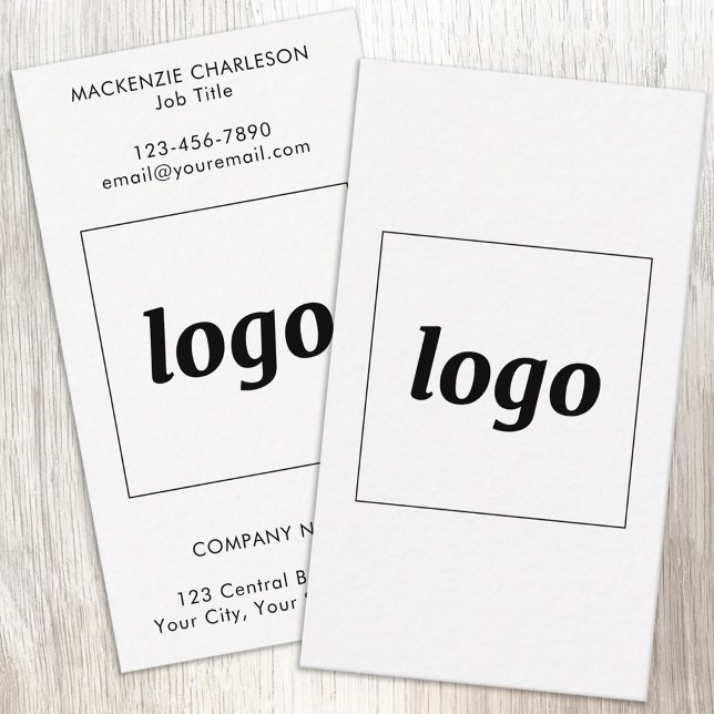 Simple Logo and Text Vertical Business Card (Simple logo with custom text business branding promotional business cards)