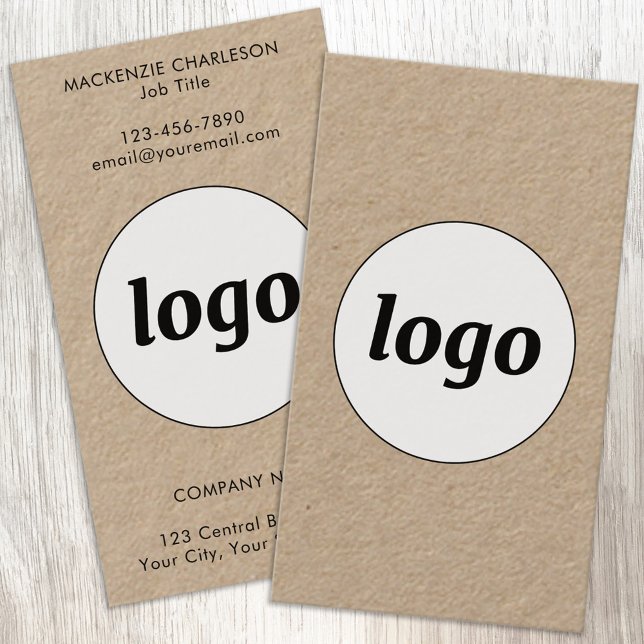 Simple Logo and Text Vertical Format Business Card (Simple logo with custom text business branding promotional business cards)