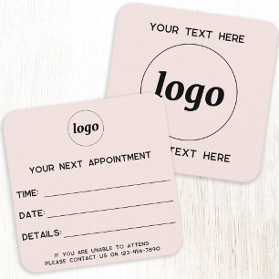 Simple Logo Appointment Card Blush Pink