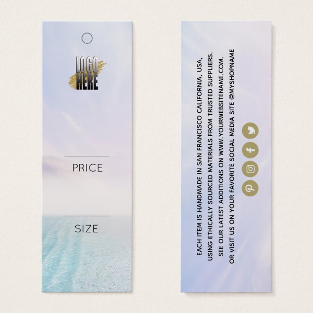 Simple Logo Beach Scene clothing Price Tag (Front & Back)