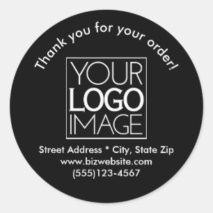 Simple Logo Black White Business Thank You Classic Round Sticker