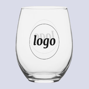 Simple Logo Branded Promotional Business Stemless Wine Glass