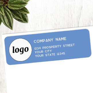 Simple Logo Branding Blue Company Return Address