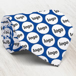 Simple Logo Business Blue Neck Tie<br><div class="desc">Simple logo design to foster brand loyalty and promote your small business.  Replace the logo with your own and change the background colour in the Design Tool to customise.</div>