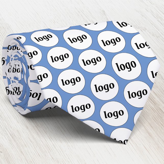 Simple Logo Business Blue Neck Tie (Simple logo pattern business branding sky blue neck tie)
