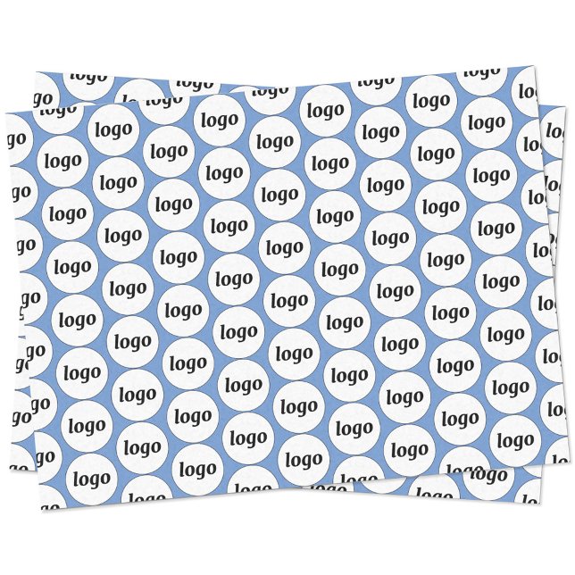 Simple Logo Business Branding Pattern Blue Tissue Paper (Logo pattern business promotional branding blue tissue paper)