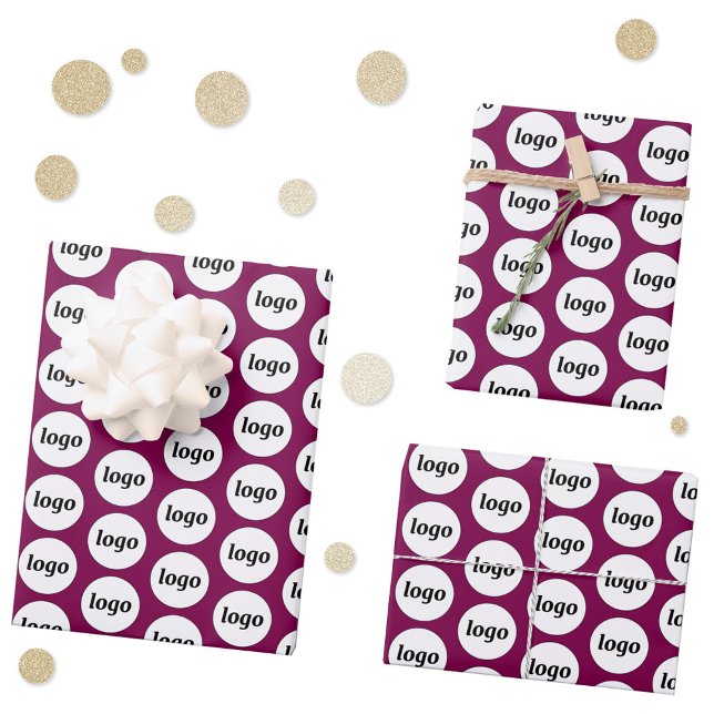 Simple Logo Business Branding Pattern Magenta Pink Wrapping Paper Sheet (Simple logo pattern business branding promotional wrapping paper sheets)