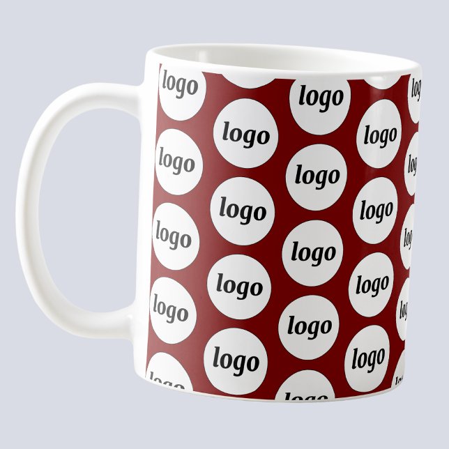 Simple Logo Business Branding Pattern Red Coffee Mug (Simple logo pattern business branding promotional coffee mug)
