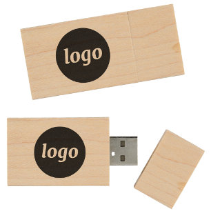 Simple Logo Business Branding Promotional Wood USB Flash Drive