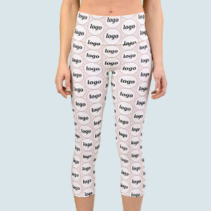 Simple Logo Business Pattern Blush Pink Capri Leggings