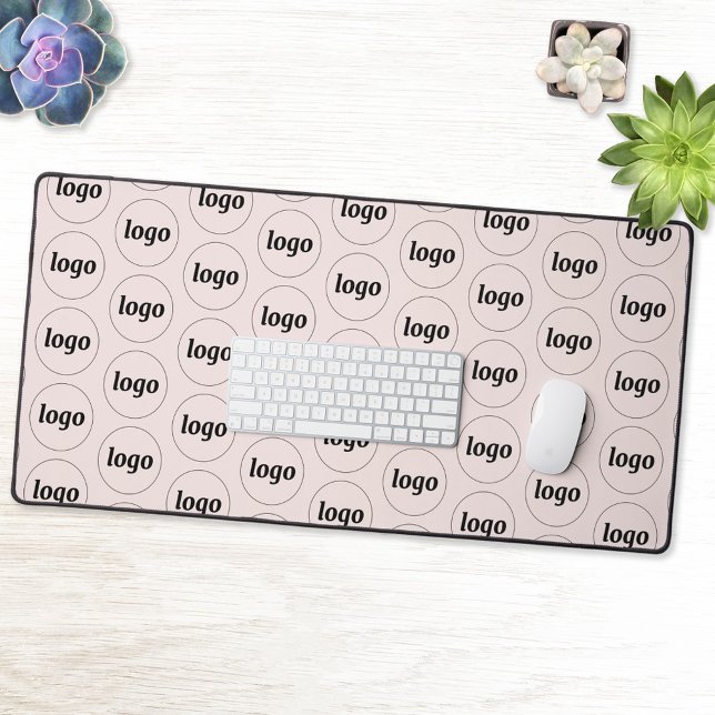 Simple Logo Business Pattern Blush Pink Desk Mat (Logo pattern business promotional desk mat)