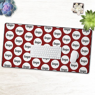 Simple Logo Business Pattern Burgundy Red Desk Mat